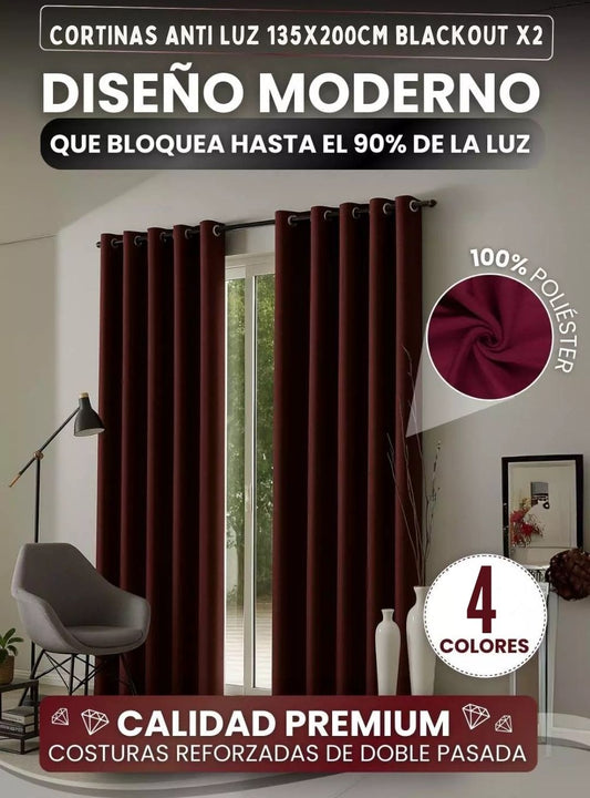 Cortinas Anti Luz 135x200cm Blackout X2