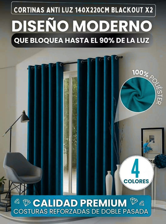 Cortinas Anti Luz 140x220cm Blackout X2