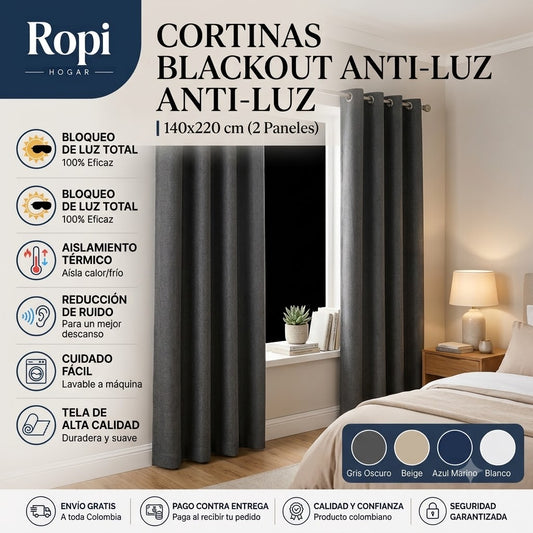 Cortinas Anti Luz 140x220cm Blackout X2