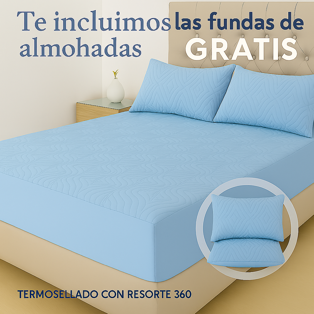 Protector De Colchón Termosellado + Fundas de almohadas