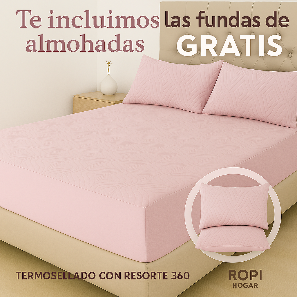 Protector De Colchón Termosellado + Fundas de almohadas