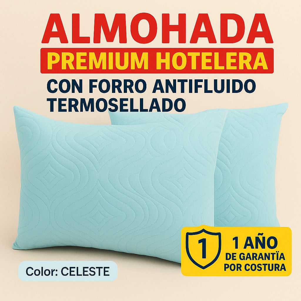 Almohadas Con Relleno Siliconado y Funda protectora Termosellada  68x48cm