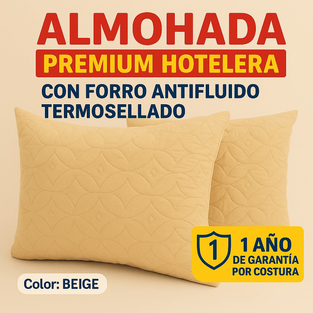Almohadas Con Relleno Siliconado y Funda protectora Termosellada  68x48cm