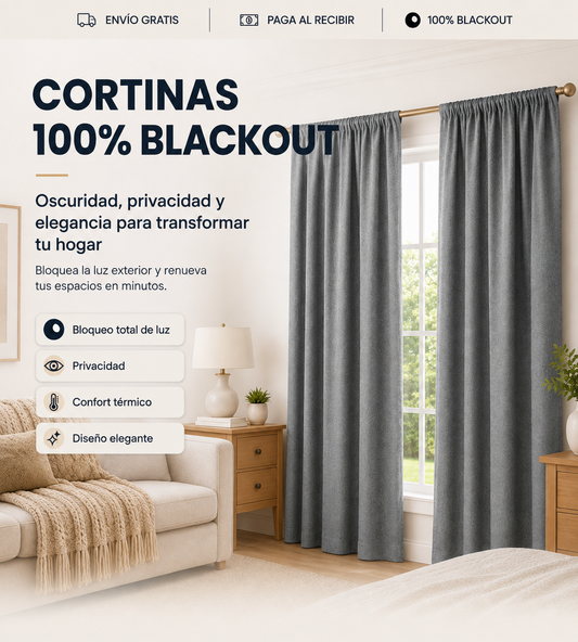 Cortinas Jareta Blackout 100%( Pasatubos)