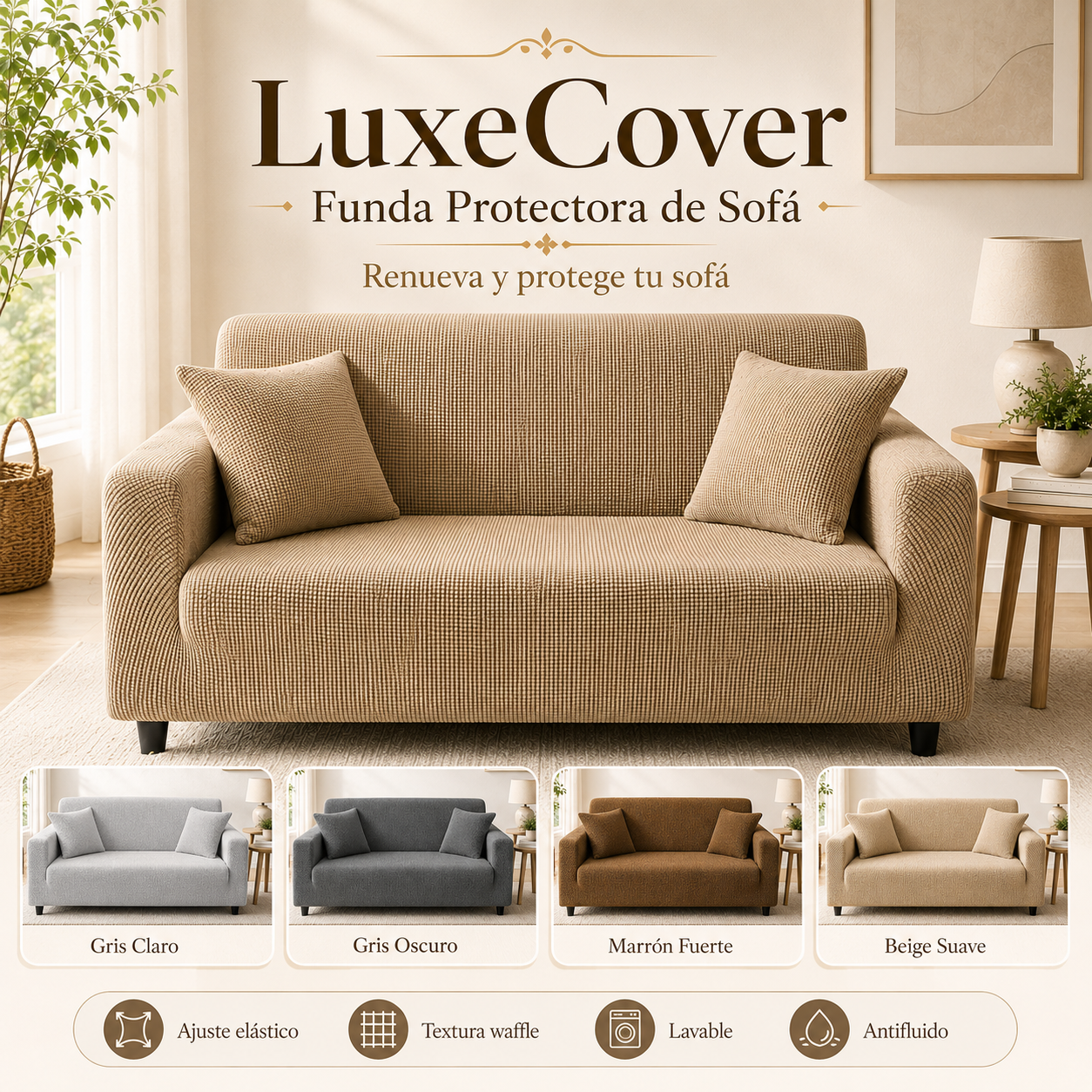LuxeCover - Funda Protectora de Sofá