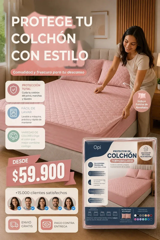 Protector de Colchón Termosellado + Fundas de Almohadas